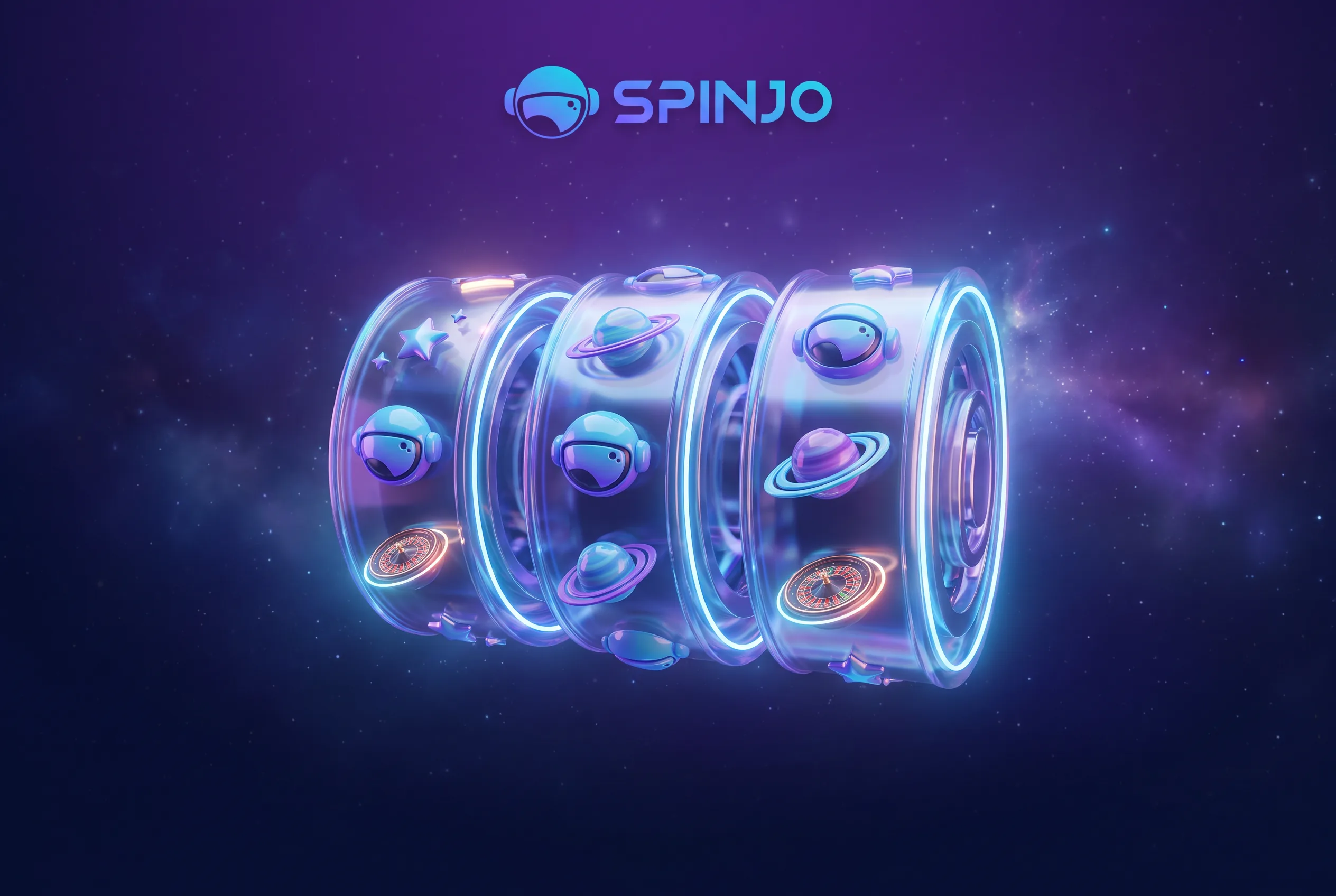 Spinjo-Spielauswahl mit Slots und Astronautenhelm